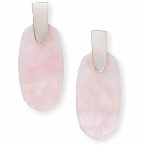 Kendra Scott Aragon Dangle Earrings in Rose Quartz and Rhodium Plated